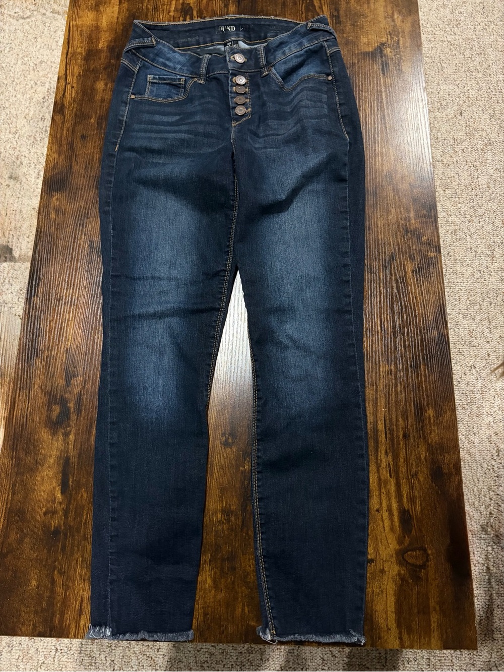 Sound/Style High Rise Button Fly Skinny Jeans Frayed Raw Hem Size 4
